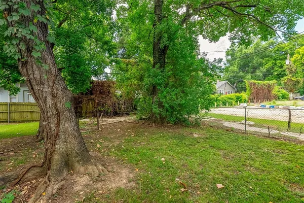 a view of a yard with a tree