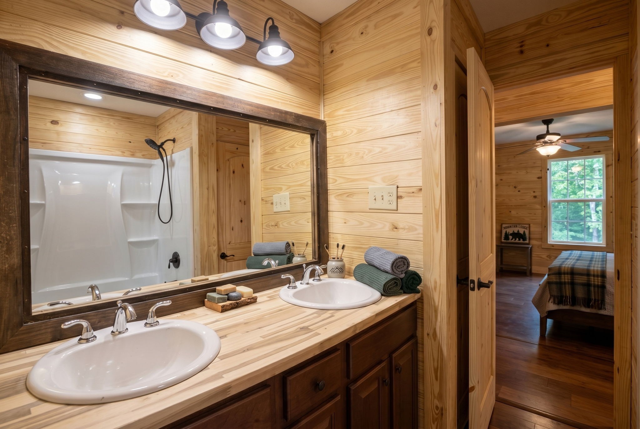 292 Harmony Road Gainesboro, TN 38562 - Photo 44 of 61 a bathroom with a sink double vanity and a mirror
