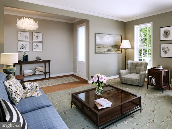 a living room with furniture potted plant and a window