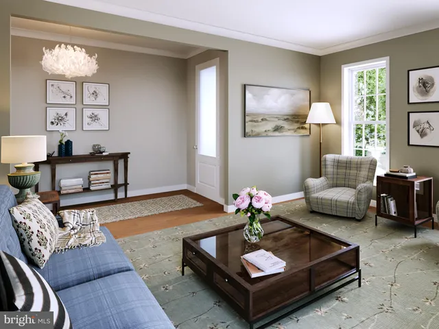 a living room with furniture potted plant and a window