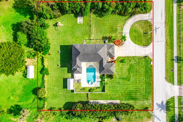 an aerial view of a house