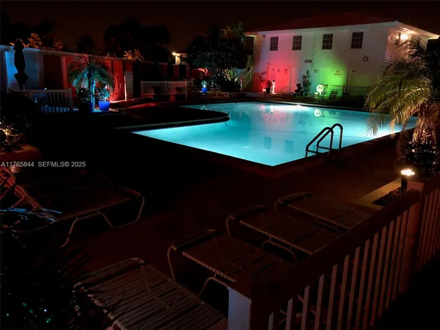 an outdoor space with seating space