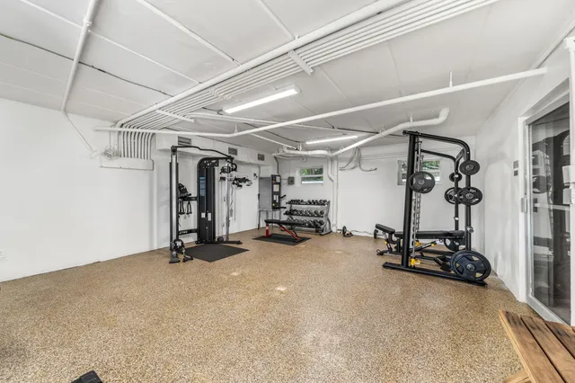 a view of a room with gym equipment