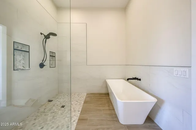 a bathroom with a bathtub