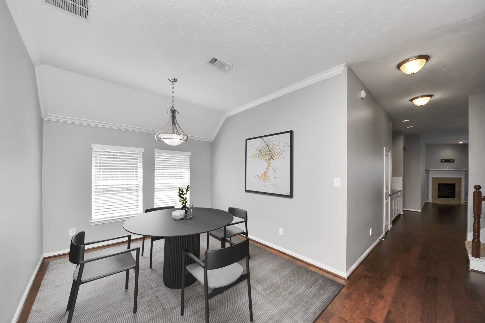 12427 Point Arbor Court Tomball, TX 77377 - Photo 29 of 50 a dining room with wooden floor and a chandelier