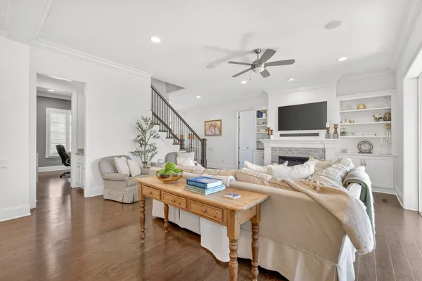 a view of balcony and dining area with furniture