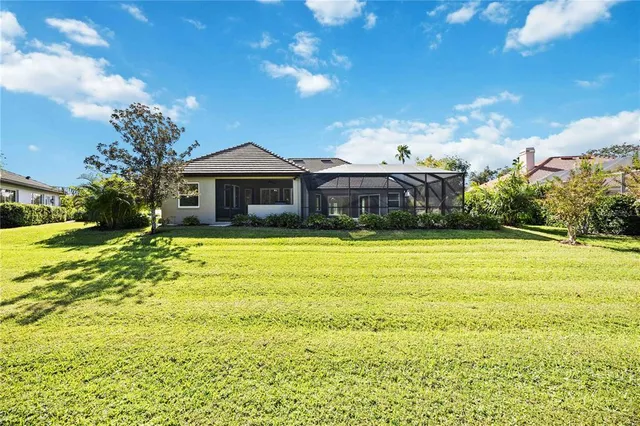 a aerial view of a house with a garden