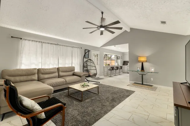 a living room with furniture