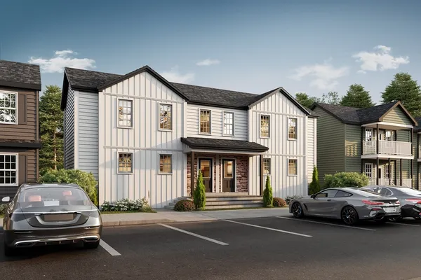 a car parked in front of a house