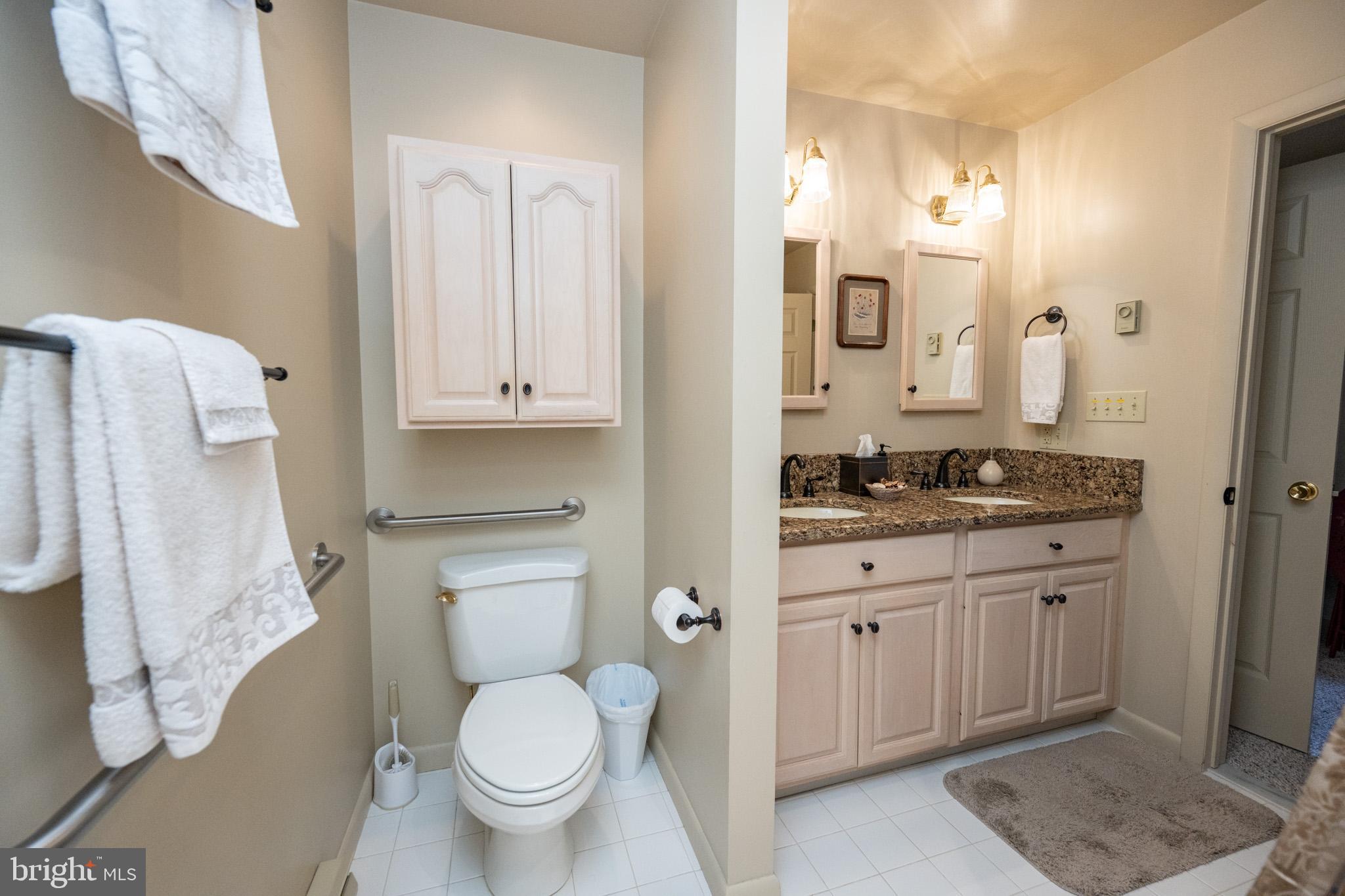 59 Glenview Road Swanton, MD 21561 - Photo 27 of 85 a bathroom with a granite countertop sink toilet and shower
