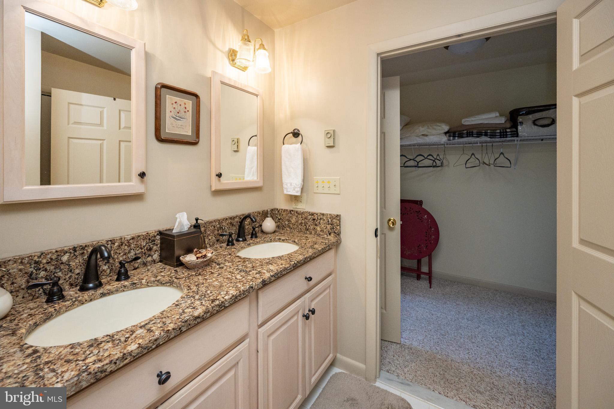 59 Glenview Road Swanton, MD 21561 - Photo 28 of 85 a bathroom with a granite countertop sink and a mirror