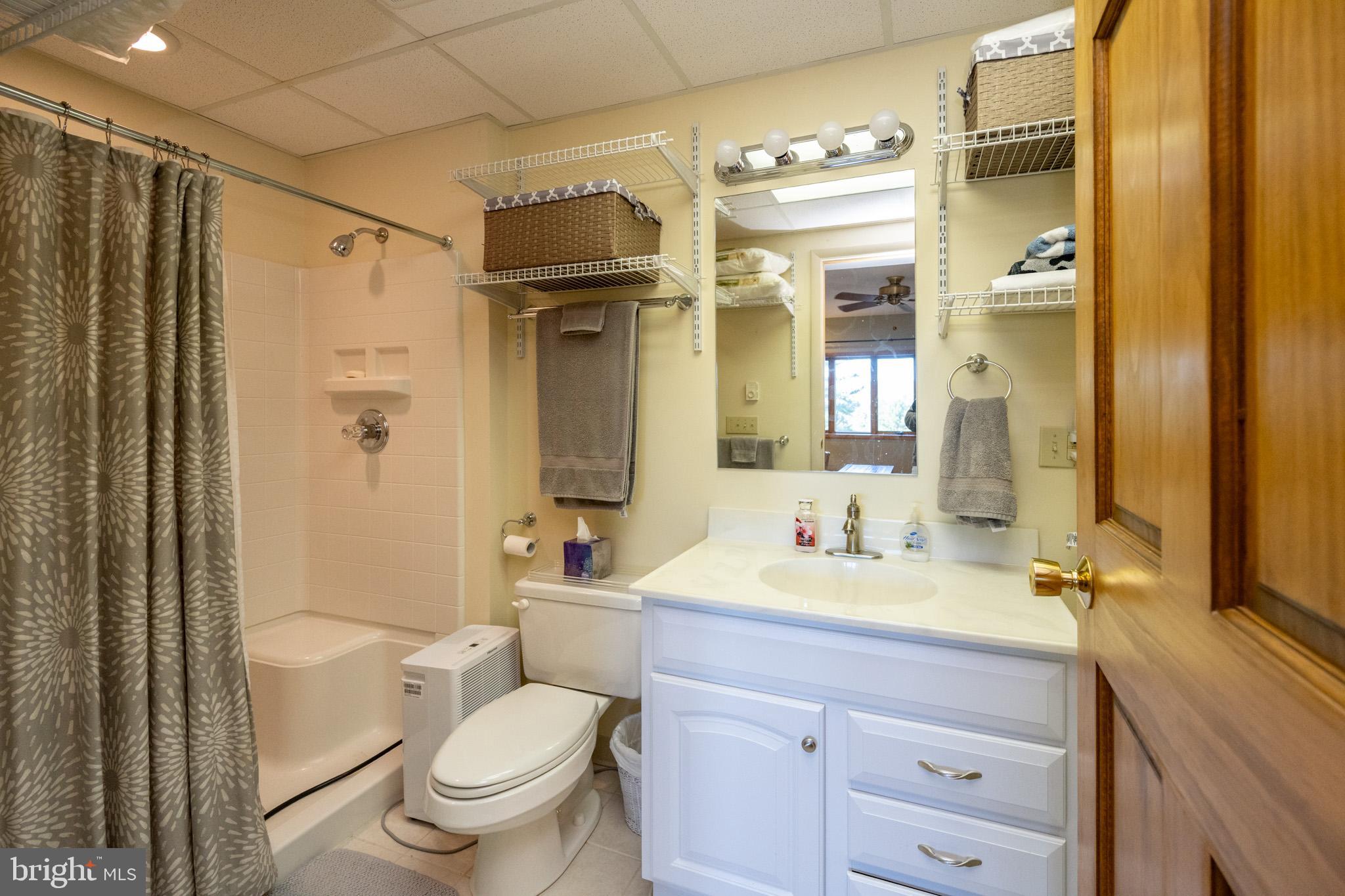 59 Glenview Road Swanton, MD 21561 - Photo 51 of 85 a bathroom with a granite countertop sink toilet and shower