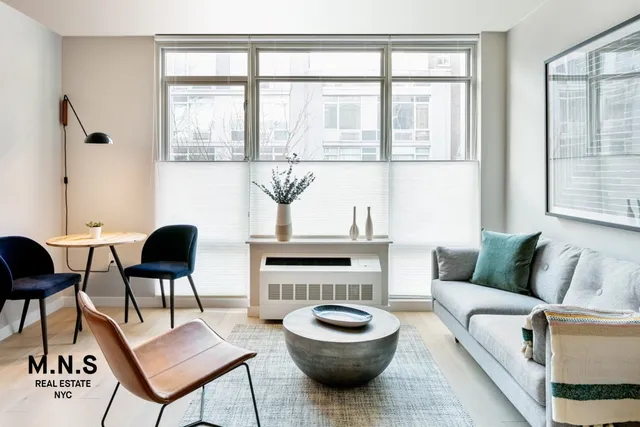 a living room with furniture and a toilet