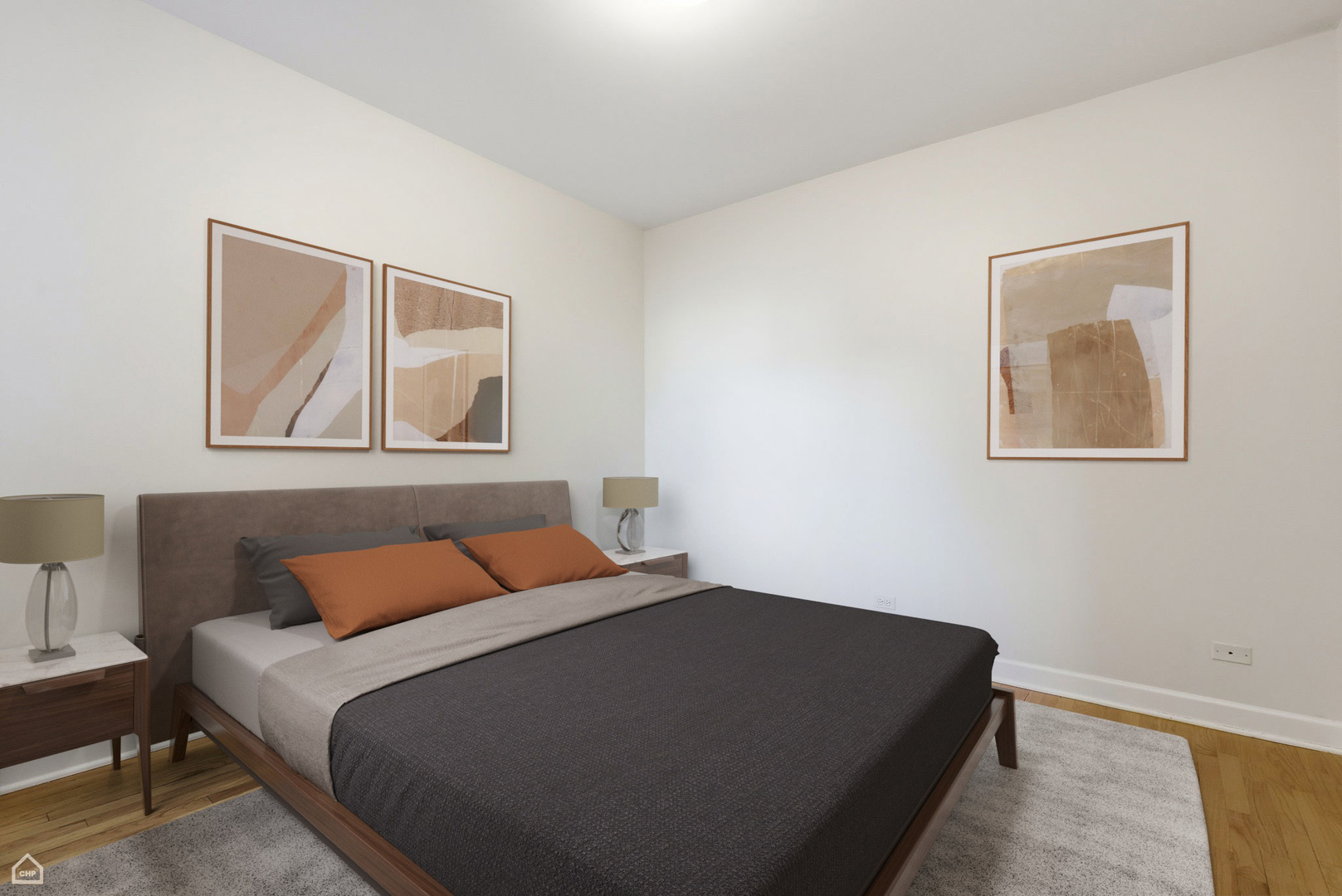 3222 West Berteau Avenue, Unit 2 Chicago, IL 60618 - Photo 6 of 16 a bedroom with a bed and painting on the wall