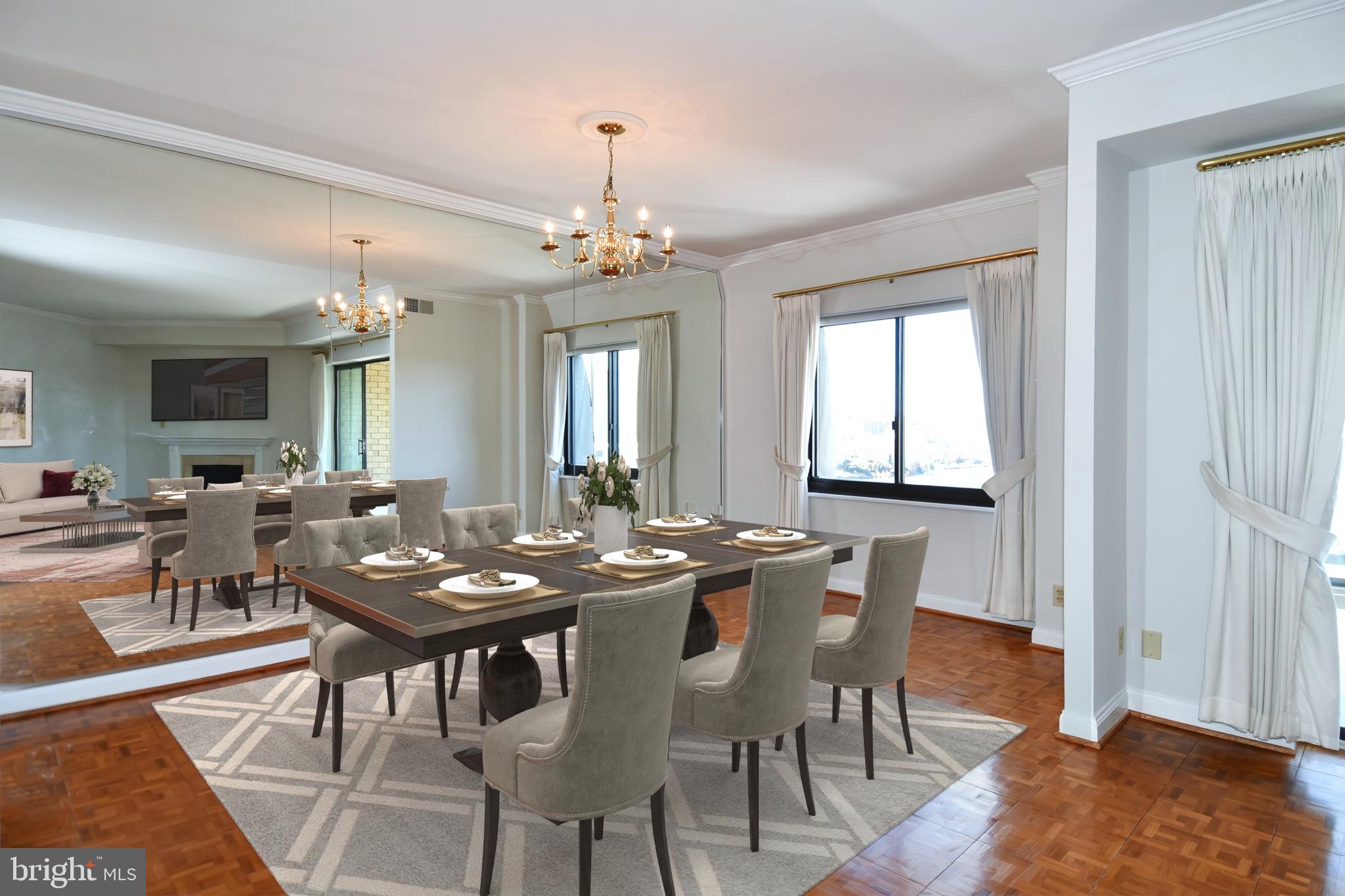 1250 South Washington Street, Unit 816 Alexandria, VA 22314 - Photo 8 of 58 a view of a a dining room with furniture window and wooden floor