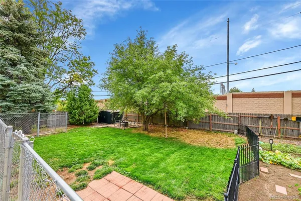 a view of a backyard with a garden and plants