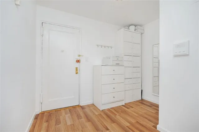 a view of a room with cabinet