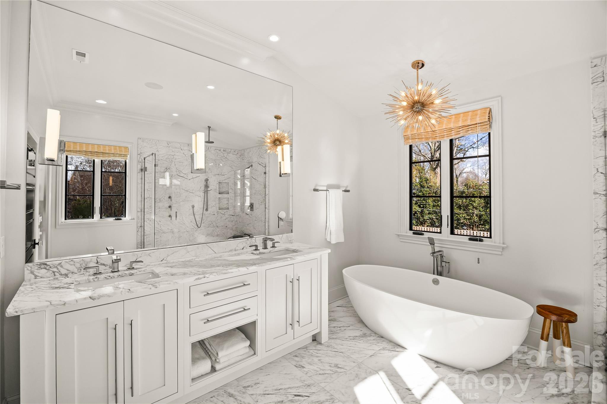 1935 Queens Road West Charlotte, NC 28207 - Photo 32 of 48 a bathroom with a granite countertop sink and a bathtub