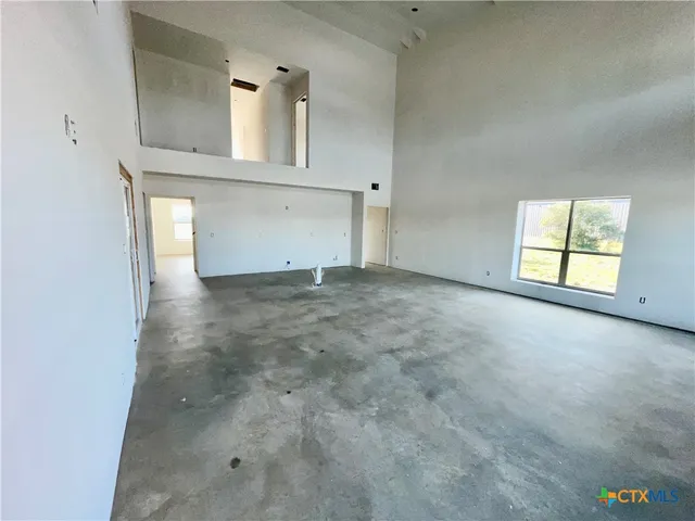 an empty room with cabinet