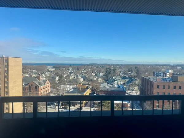 a view of a city from a balcony