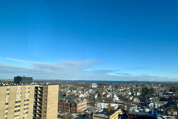 a view of city and ocean