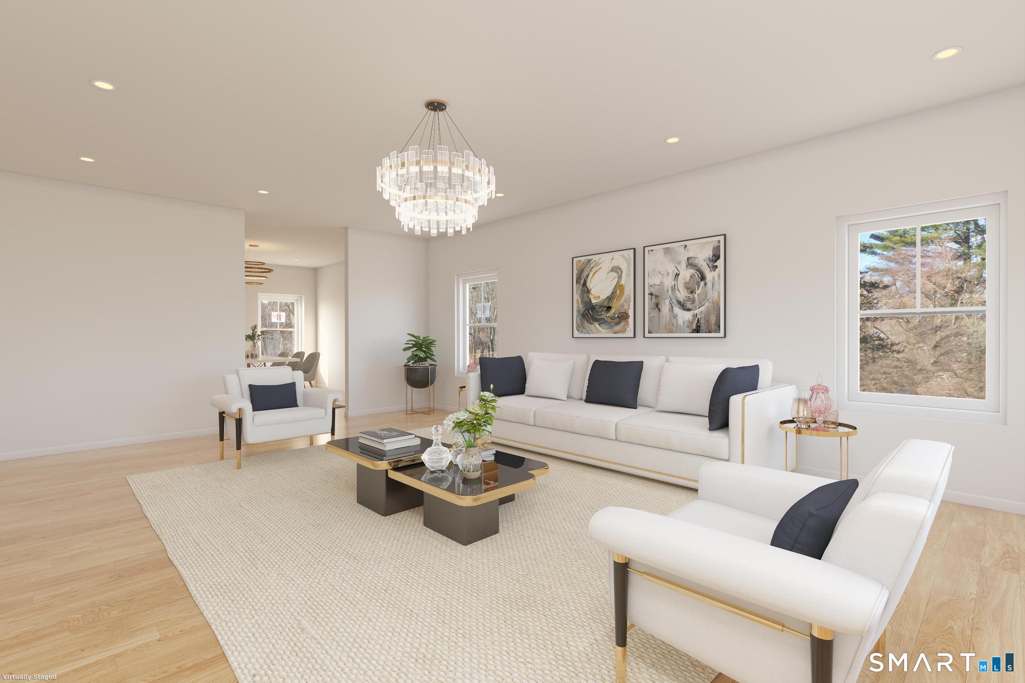 154 A Long Meadow Hill Road Brookfield, CT 06804 - Photo 6 of 24 a living room with furniture chandelier and a table