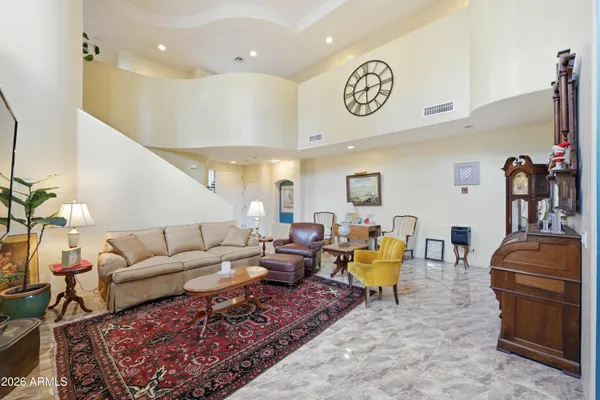 a living room with furniture