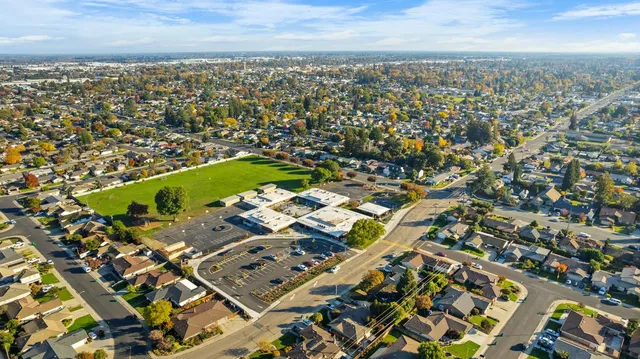 an aerial view of a city
