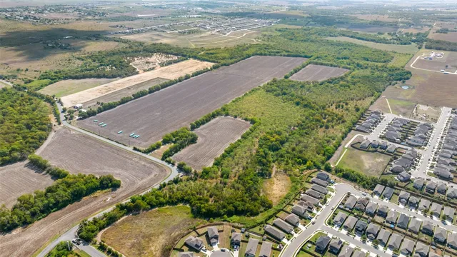 an aerial view of a yard
