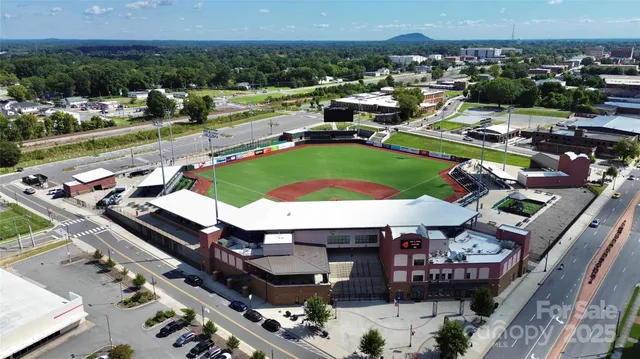 an aerial view of a yard and lake view