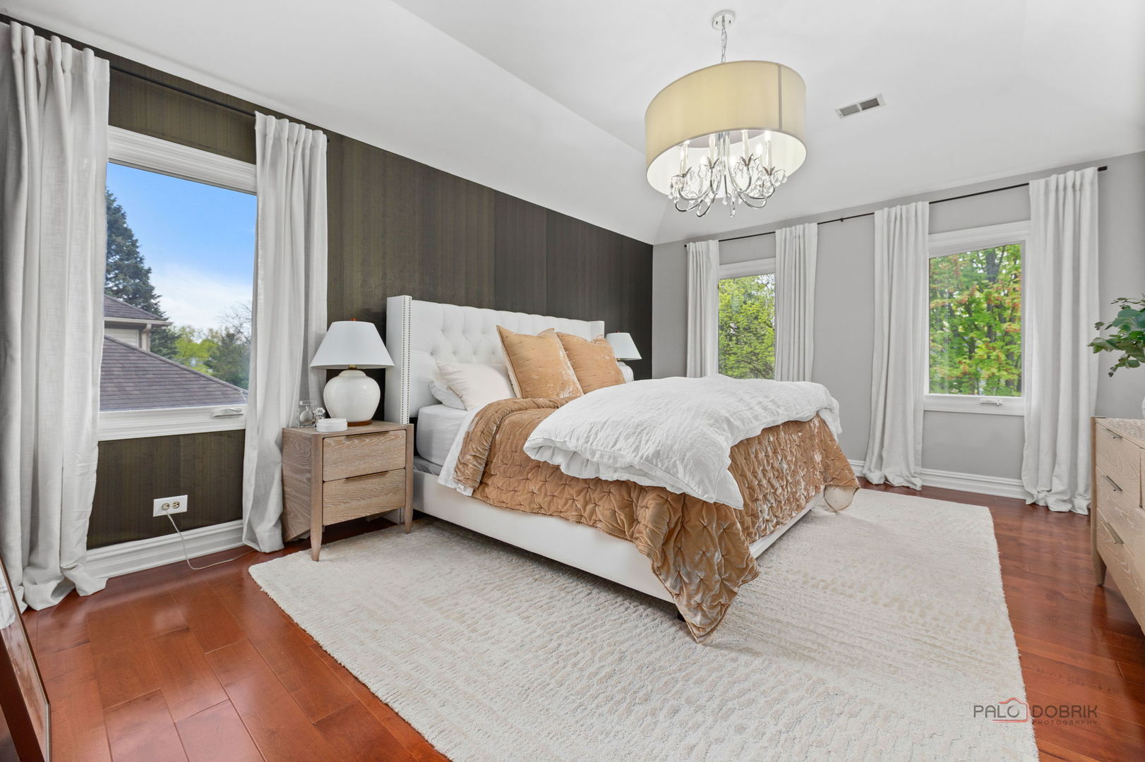 1930 Lisson Road Naperville, IL 60565 - Photo 11 of 32 a spacious bedroom with a bed and a chandelier
