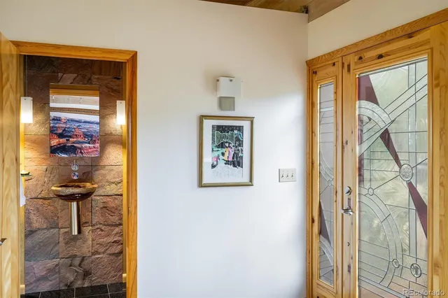 a view of a hallway with a elevator