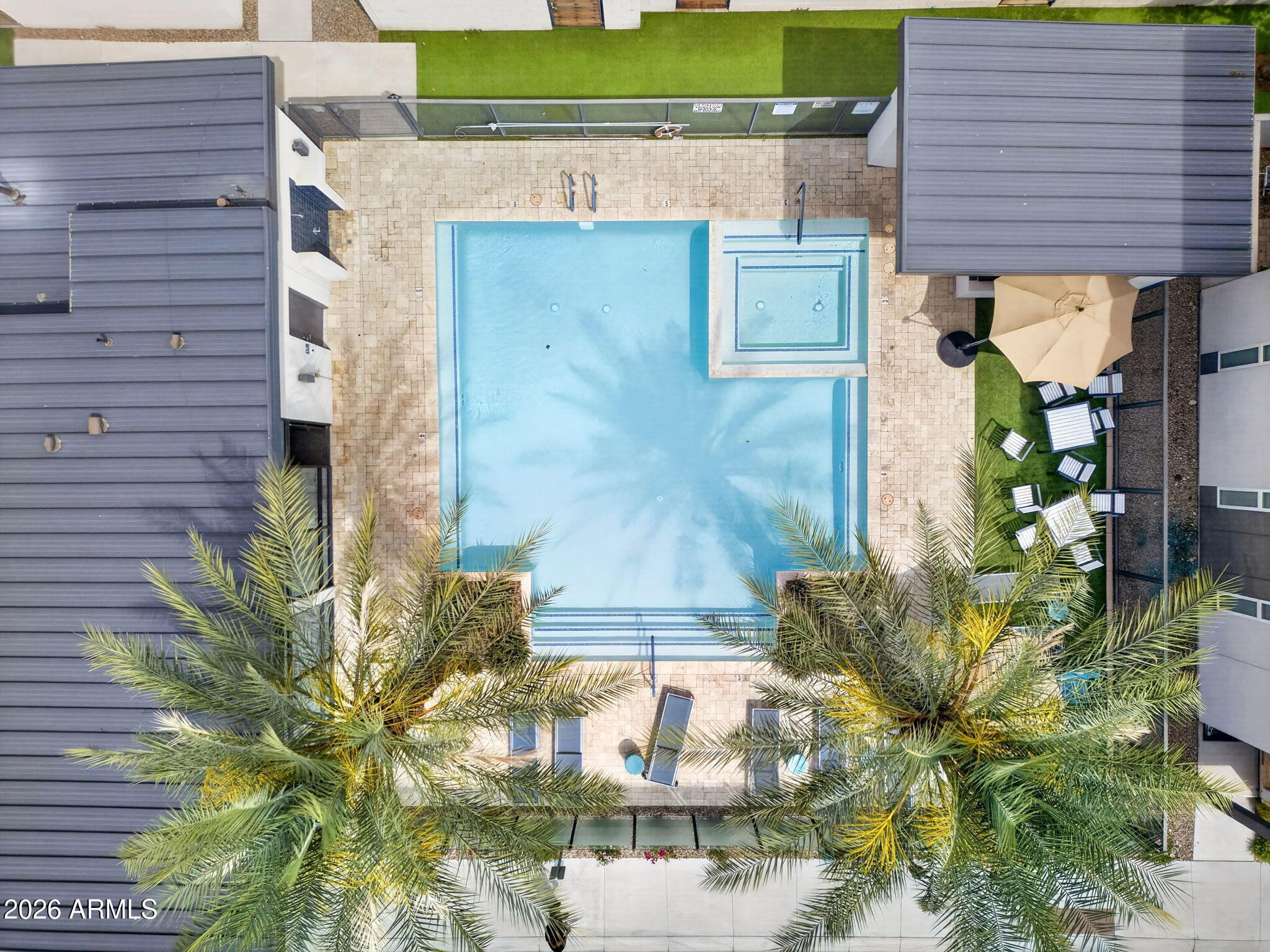 6850 East McDowell Road, Unit 14 Scottsdale, AZ 85257 - Photo 38 of 48 Aerial View of Community Pool