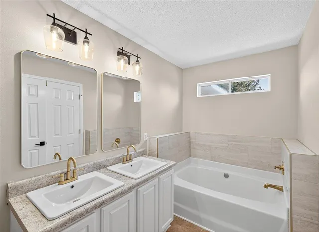 a view of a yard with plants and trees