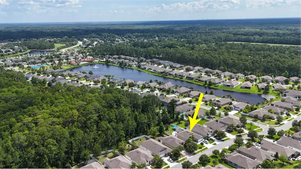 an aerial view of a house