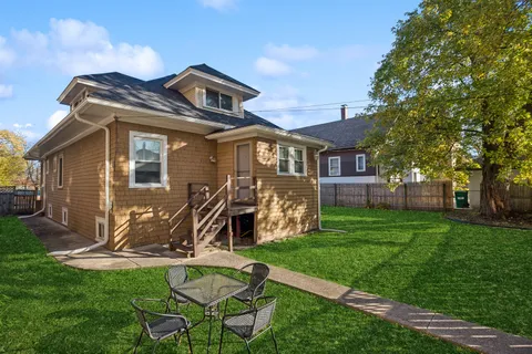 a front view of a house with patio