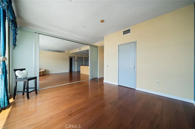 a view of a room with racks on the wall