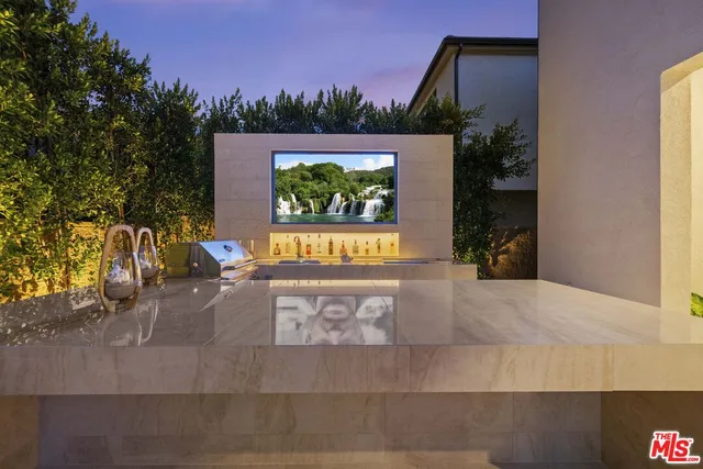 a building outdoor space with patio furniture