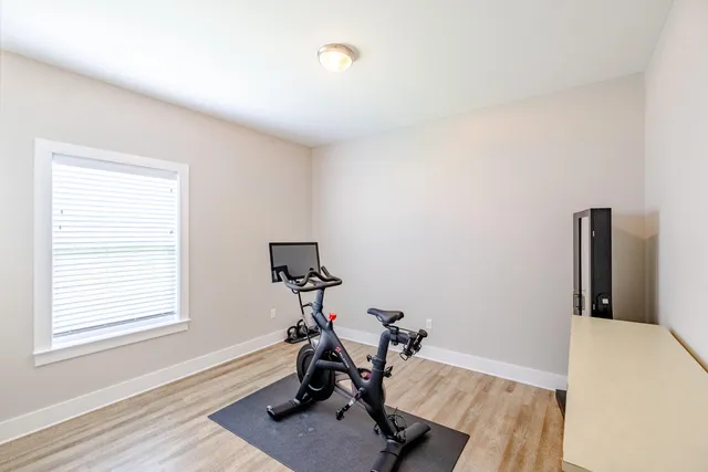 a view of a room with gym equipment