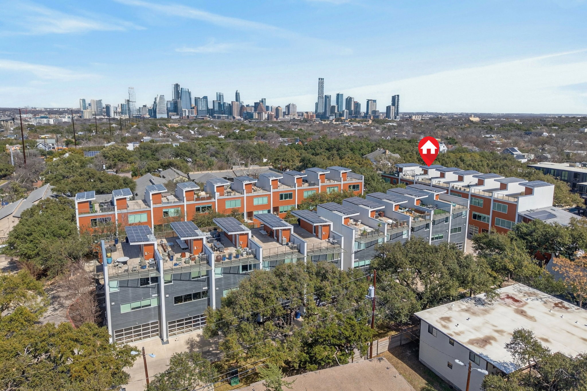 2301 South 5th Street, Unit 25 Austin, TX 78704 - Photo 5 of 35 Drone / aerial view of skyline