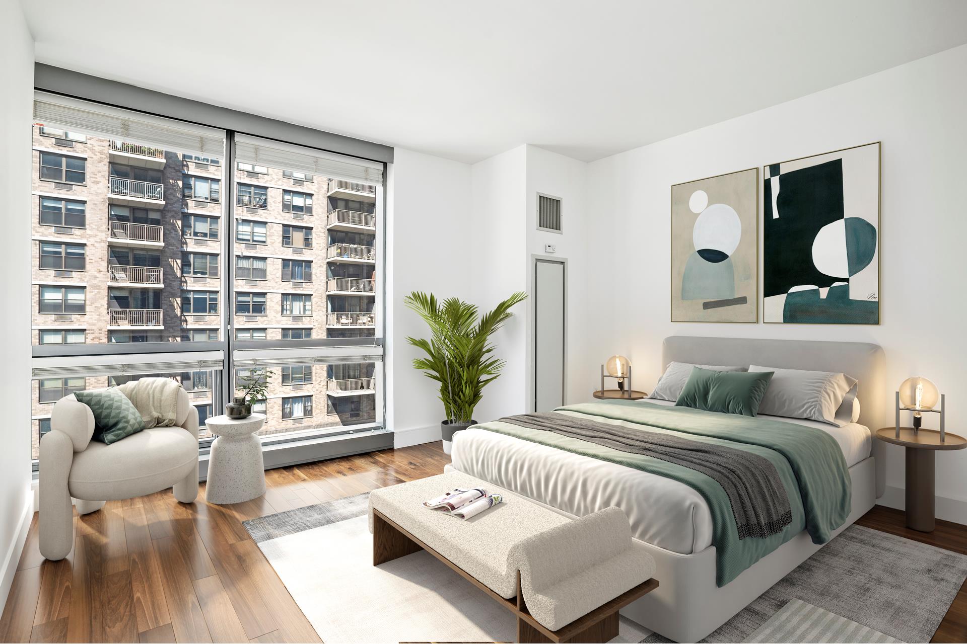 300 East 79th Street, Unit 5C Manhattan, NY 10075 - Photo 4 of 12 a bedroom with a large bed and a large window