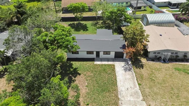 an aerial view of a house