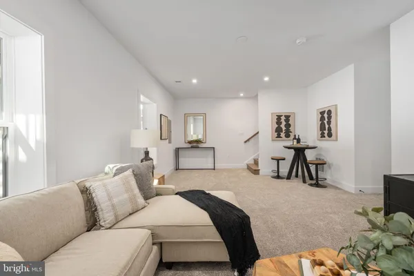 a front view of a building and parking space