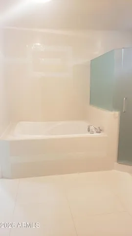 a bathroom with a bathtub