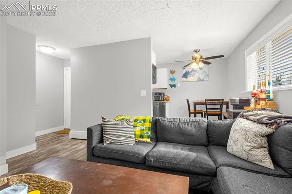 a living room with furniture and a couch