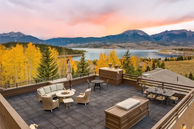 a view of a terrace with outdoor seating