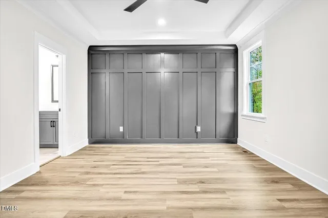 a view of an empty walk in closet