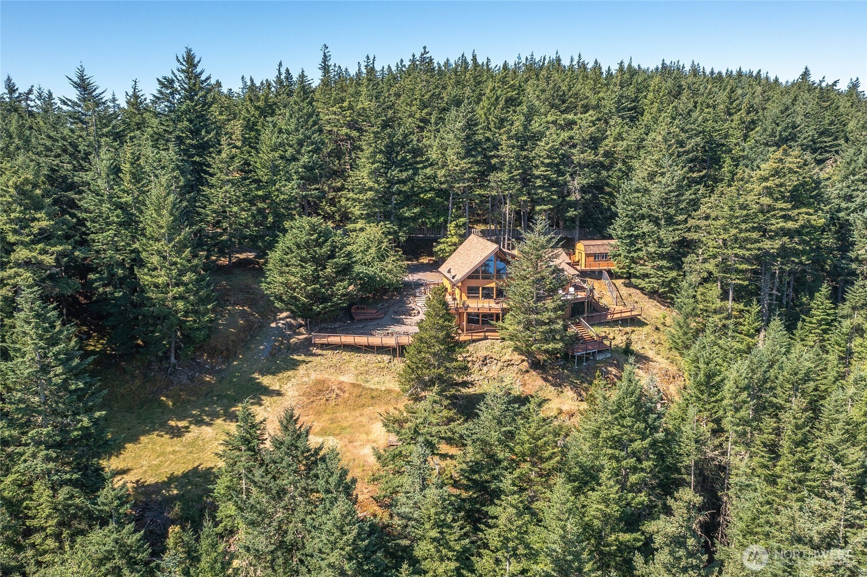1669 Day Lake Road Orcas Island, WA 98245 - Photo 20 of 25 a aerial view of a house with a yard