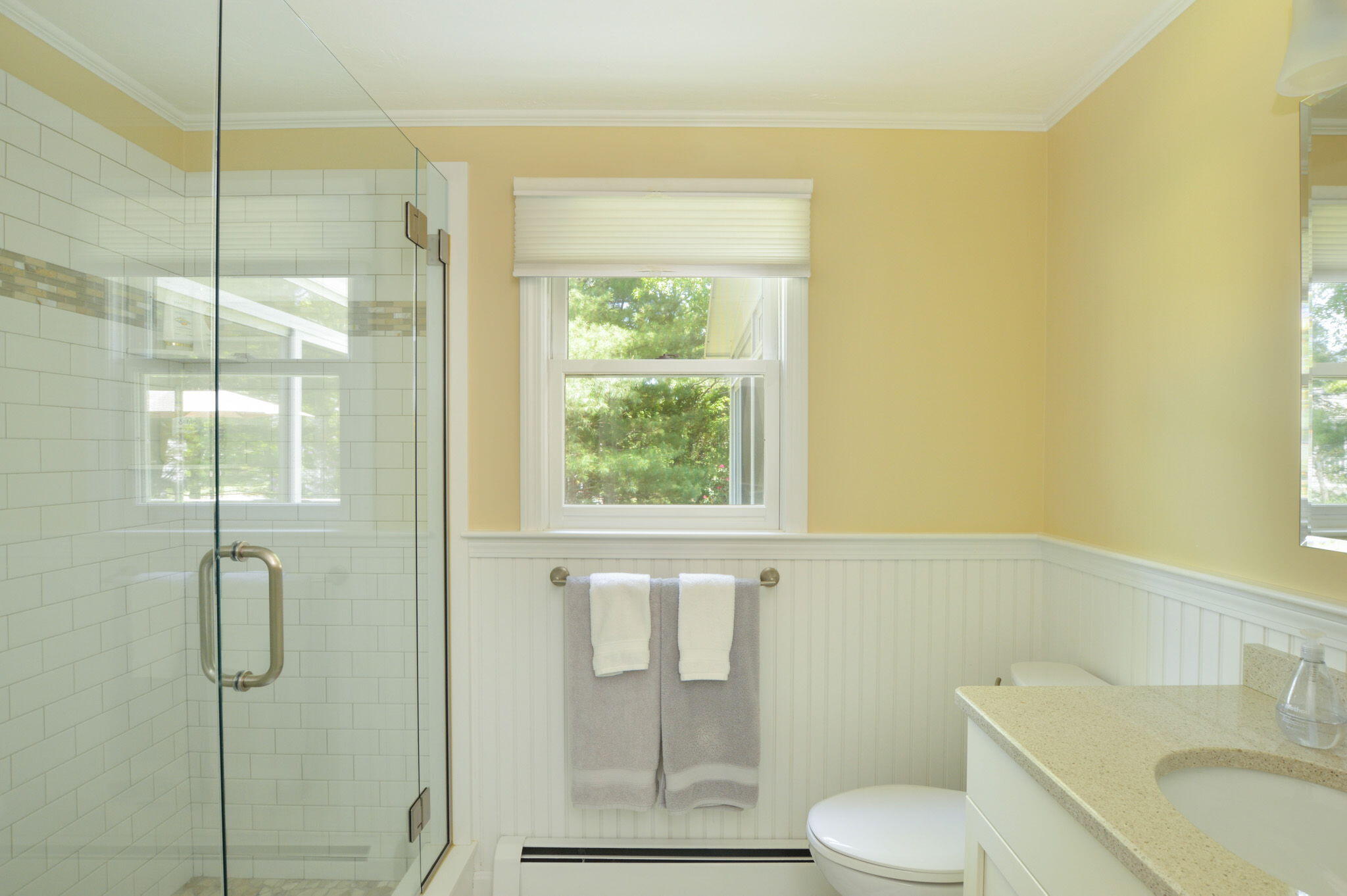 48 Hogan Drive Mashpee, MA 02649 - Photo 23 of 36 a bathroom with a granite countertop bathtub shower sink vanity and toilet