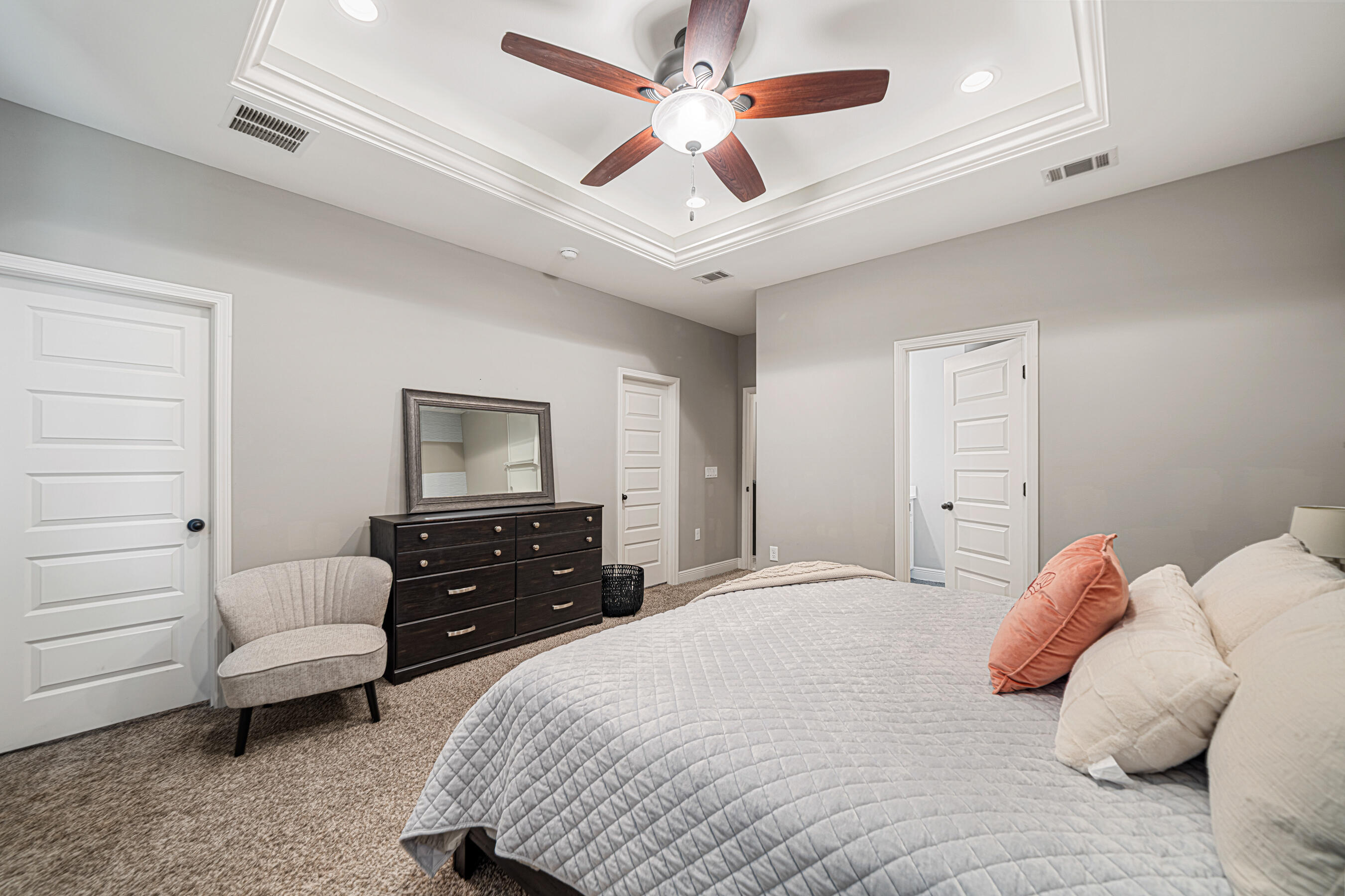 801 Playground Road Fort Walton Beach, FL 32547 - Photo 14 of 38 a bedroom with a bed and ceiling fan